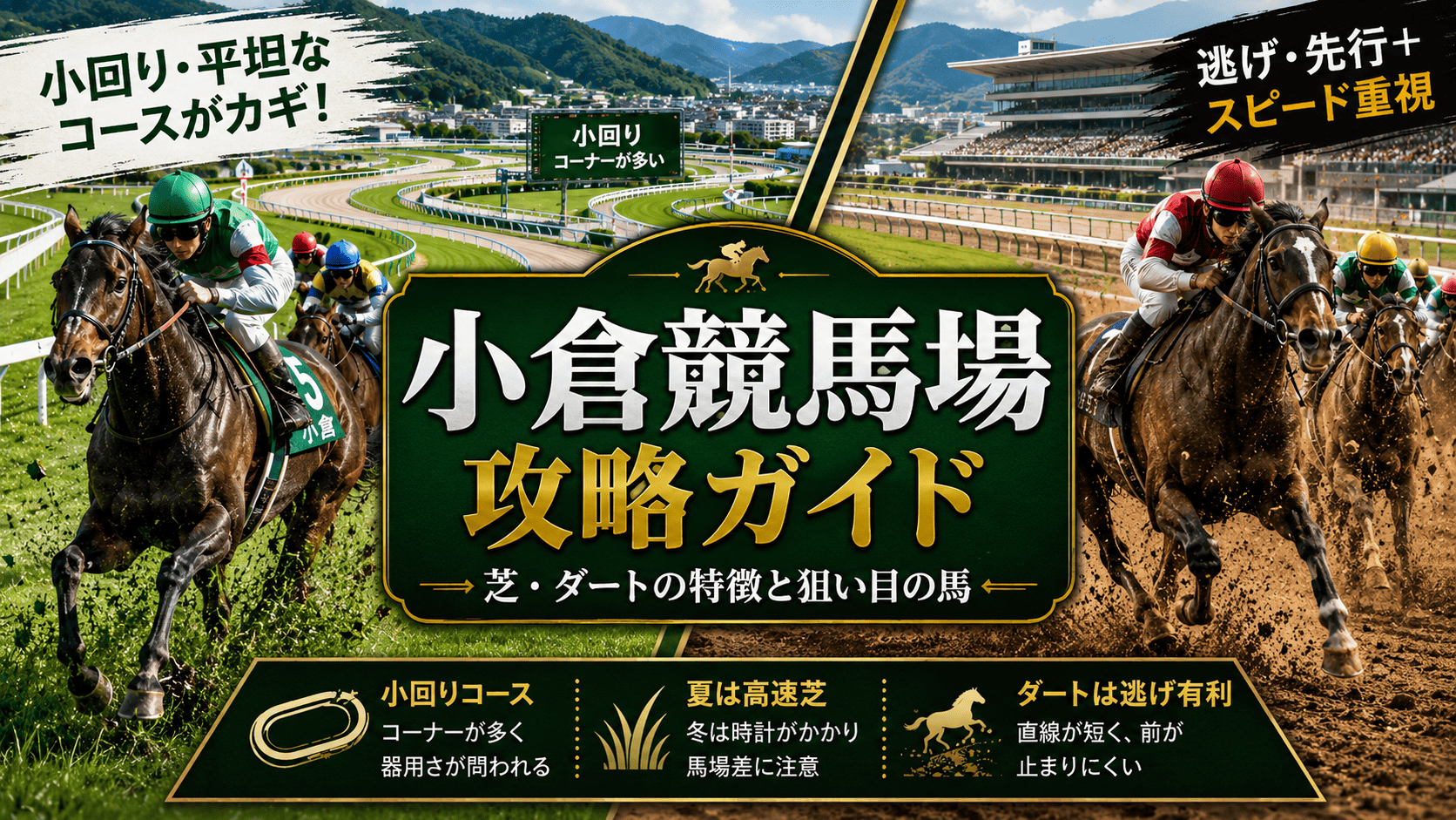 小倉競馬場の特徴を徹底解説｜芝・ダートの距離別傾向と狙い目の馬