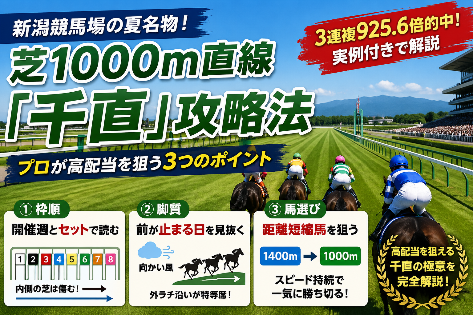 新潟競馬場「芝1000m直線（千直）」攻略法｜プロが高配当を狙う3つのポイント